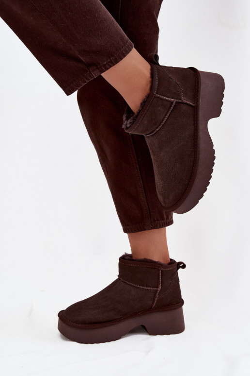 Bottes de neige FémininActivéturalnego en daimu réchauffer avec de la fourrure à l intérieur CzekoladoÀe Milora Bottes de neige FémininActivéturalnego en daimu réchauffer avec de la fourrure à l intérieur CzekoladoÀe Milora