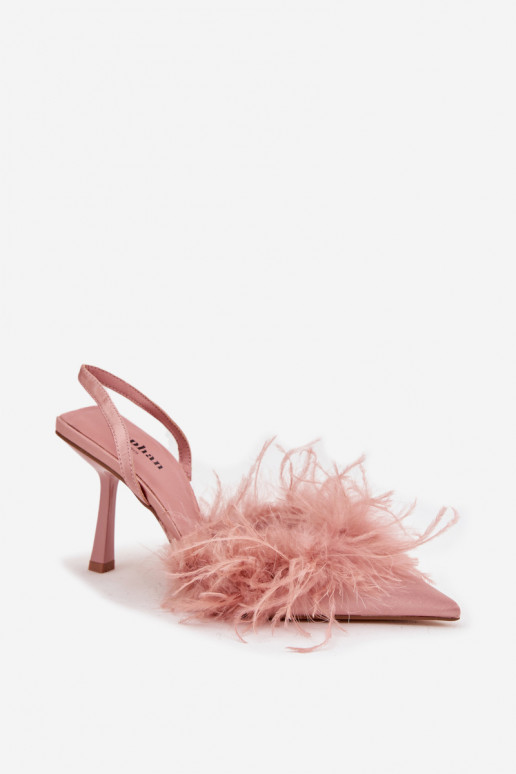 chaussures à talons hauts avec des plumes I Odkrytą Piętą couleur rose Belice chaussures à talons hauts avec des plumes I Odkrytą Piętą couleur rose Belice