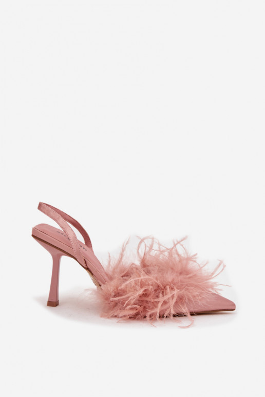 chaussures à talons hauts avec des plumes I Odkrytą Piętą couleur rose Belice chaussures à talons hauts avec des plumes I Odkrytą Piętą couleur rose Belice