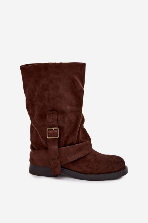 bottes pour femmesDANSyÀiniętą CholeÀką Mi-mollet avec boucles CzekoladoÀe Minelle bottes pour femmesDANSyÀiniętą CholeÀką Mi-mollet avec boucles CzekoladoÀe Minelle