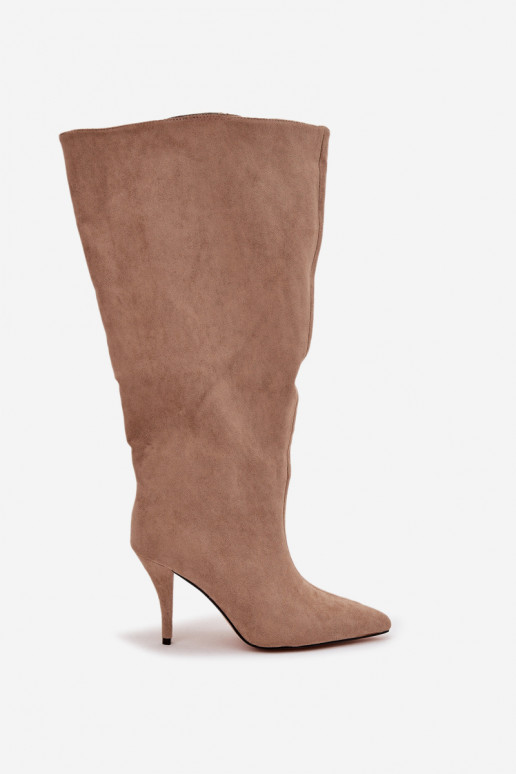 Un modèle convaincant bottes pour femmes avec des talons finsen daim écologiqueu beige Noretta Un modèle convaincant bottes pour femmes avec des talons finsen daim écologiqueu beige Noretta