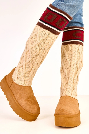 Bottes de neige brunes avec plateforme et tige haute Coo