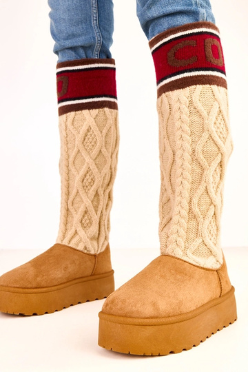 Bottes de neige brunes avec plateforme et tige haute Coo 2