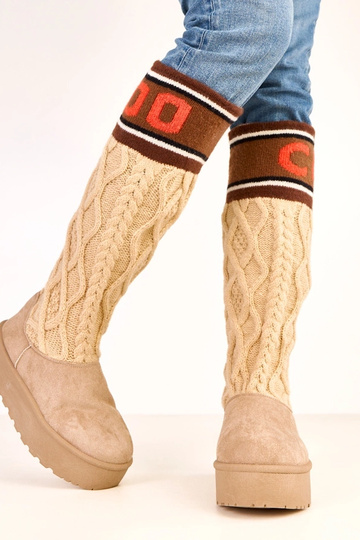 Bottes de neige beiges avec plateforme et tige haute Coo 2