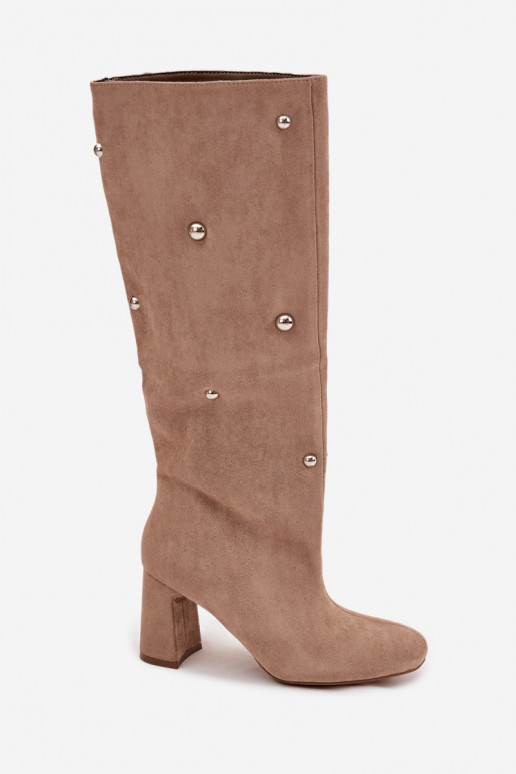 Bottes chaudes avec des talons Avec des décorationsi Detalami beige Lucinda Bottes chaudes avec des talons Avec des décorationsi Detalami beige Lucinda