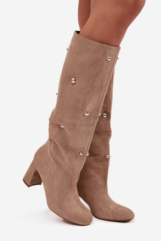 Bottes chaudes avec des talons Avec des décorationsi Detalami beige Lucinda Bottes chaudes avec des talons Avec des décorationsi Detalami beige Lucinda