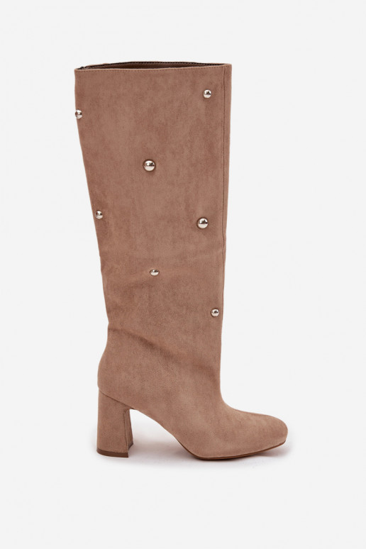 Bottes chaudes avec des talons Avec des décorationsi Detalami beige Lucinda Bottes chaudes avec des talons Avec des décorationsi Detalami beige Lucinda