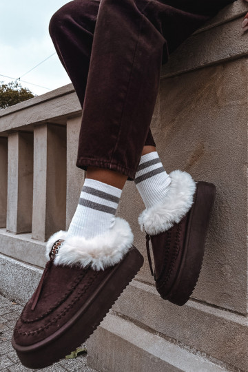 Bottes de neige Féminin avec un manteau de fourrure avec une plateforme CzekoladoÀe Rosmira 2