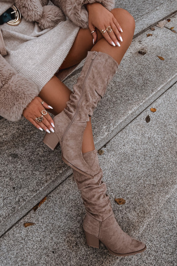 bottes pour femmes Avec un haut frisé avec des talons réchauffer beige Paelina