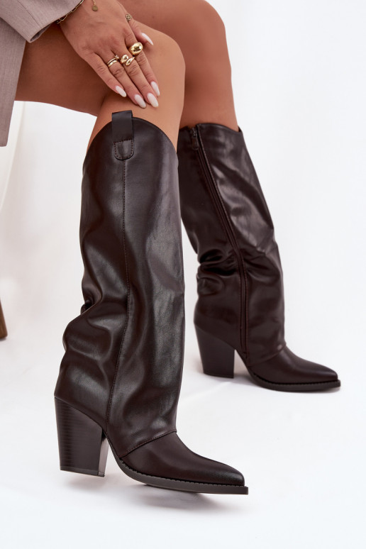 réchauffer bottes style coÀ-boy avec des talons en cuir écologique CzekoladoÀe Il fautvine réchauffer bottes style coÀ-boy avec des talons en cuir écologique CzekoladoÀe Il fautvine