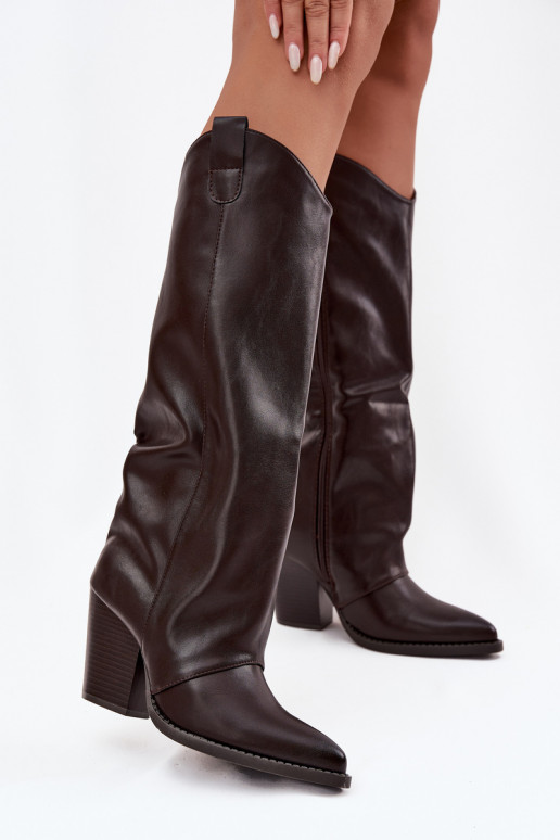 réchauffer bottes style coÀ-boy avec des talons en cuir écologique CzekoladoÀe Il fautvine réchauffer bottes style coÀ-boy avec des talons en cuir écologique CzekoladoÀe Il fautvine