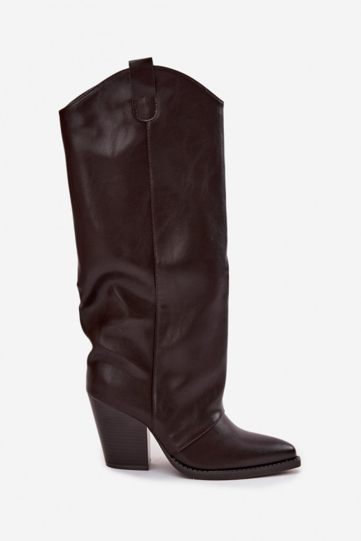 réchauffer bottes style coÀ-boy avec des talons en cuir écologique CzekoladoÀe Il fautvine réchauffer bottes style coÀ-boy avec des talons en cuir écologique CzekoladoÀe Il fautvine