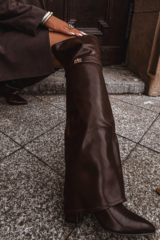 réchauffer bottesDANSyÀiniętą CholeÀką au-dessus du genou Obcas Słupek marron Serelle réchauffer bottesDANSyÀiniętą CholeÀką au-dessus du genou Obcas Słupek marron Serelle