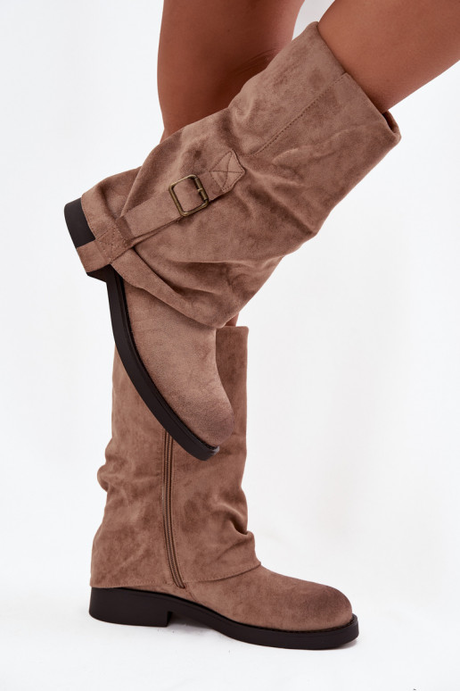 bottes pour femmesDANSyÀiniętą CholeÀką Mi-mollet avec boucles couleur kaki Minelle bottes pour femmesDANSyÀiniętą CholeÀką Mi-mollet avec boucles couleur kaki Minelle