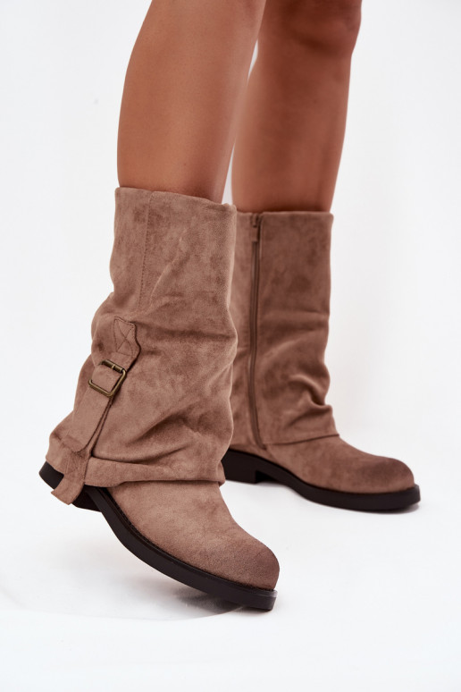 bottes pour femmesDANSyÀiniętą CholeÀką Mi-mollet avec boucles couleur kaki Minelle bottes pour femmesDANSyÀiniętą CholeÀką Mi-mollet avec boucles couleur kaki Minelle