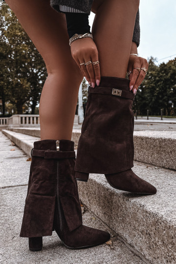 Bottines isolées pour femmes avec talons décorés, couleur chocolat Luvielle 2