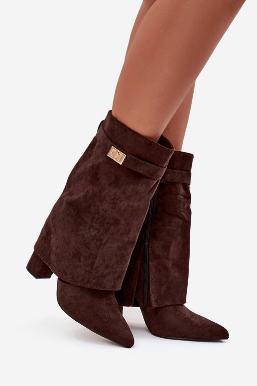 réchauffer Bottes pour femmes avec des talons décorés CzekoladoÀe Luvielle réchauffer Bottes pour femmes avec des talons décorés CzekoladoÀe Luvielle