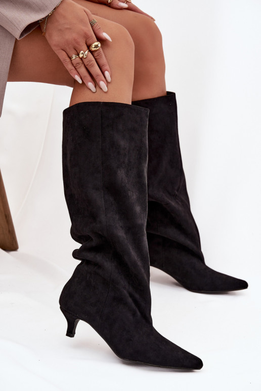 bottes pour femmes avec des talonsen daim écologiqueu couleur noire Pheona bottes pour femmes avec des talonsen daim écologiqueu couleur noire Pheona