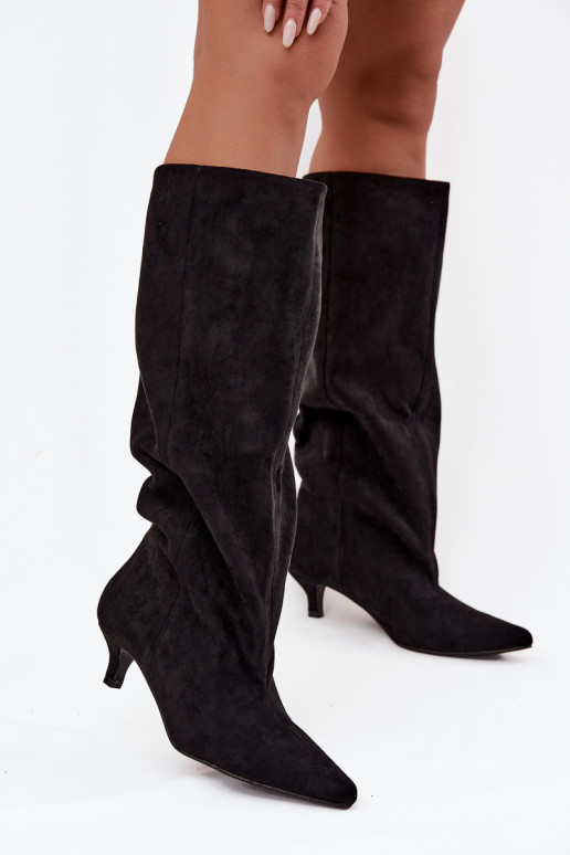 bottes pour femmes avec des talonsen daim écologiqueu couleur noire Pheona bottes pour femmes avec des talonsen daim écologiqueu couleur noire Pheona