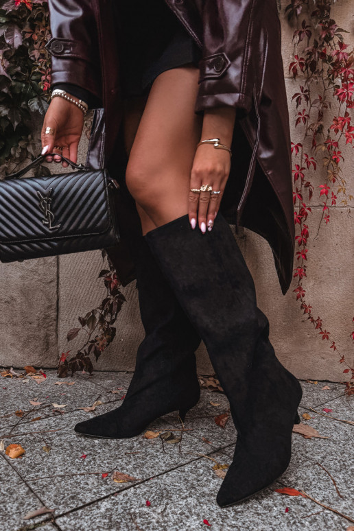 bottes pour femmes avec des talonsen daim écologiqueu couleur noire Pheona bottes pour femmes avec des talonsen daim écologiqueu couleur noire Pheona