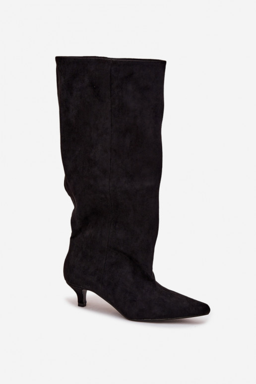 bottes pour femmes avec des talonsen daim écologiqueu couleur noire Pheona bottes pour femmes avec des talonsen daim écologiqueu couleur noire Pheona