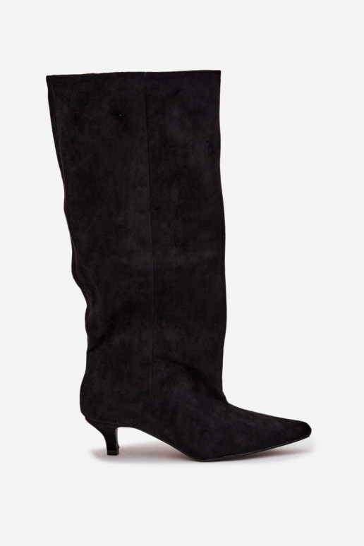 bottes pour femmes avec des talonsen daim écologiqueu couleur noire Pheona bottes pour femmes avec des talonsen daim écologiqueu couleur noire Pheona