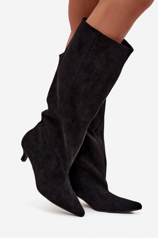 bottes pour femmes avec des talonsen daim écologiqueu couleur noire Pheona bottes pour femmes avec des talonsen daim écologiqueu couleur noire Pheona