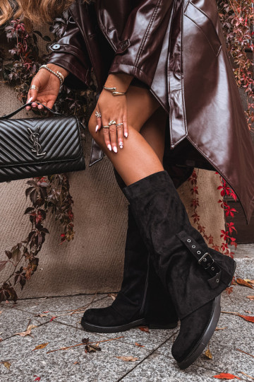 bottes pour femmes Avec un haut frisé I avec boucles couleur noire Ophelis 2