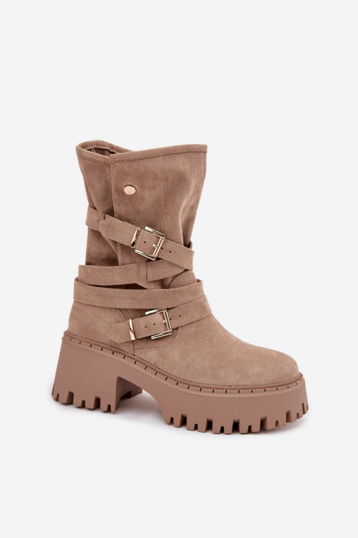Bottes pour femmes Sur des talons massifs avec boucles I Bandesem beige Nerelisa Bottes pour femmes Sur des talons massifs avec boucles I Bandesem beige Nerelisa