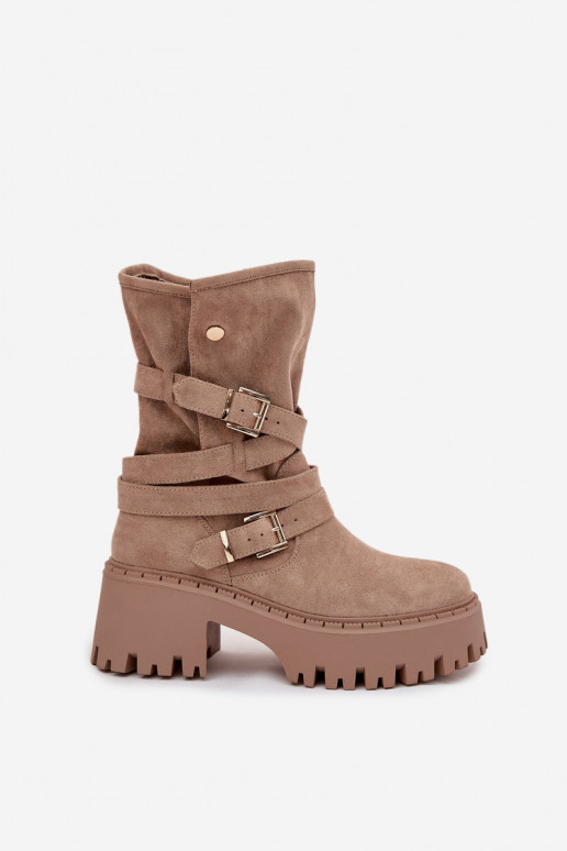 Bottes pour femmes Sur des talons massifs avec boucles I Bandesem beige Nerelisa Bottes pour femmes Sur des talons massifs avec boucles I Bandesem beige Nerelisa