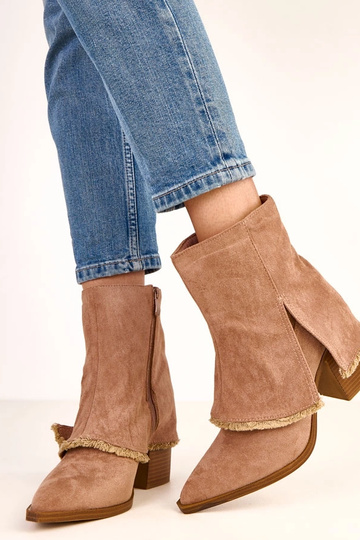 Bottines beiges à talon avec tige repliée Felicia 2