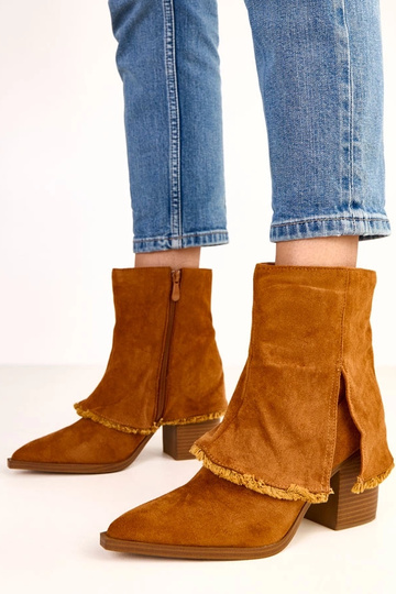 Bottines brunes à talon avec tige repliée Felicia