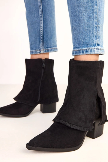 Bottines noires à talon avec tige repliée Felicia
