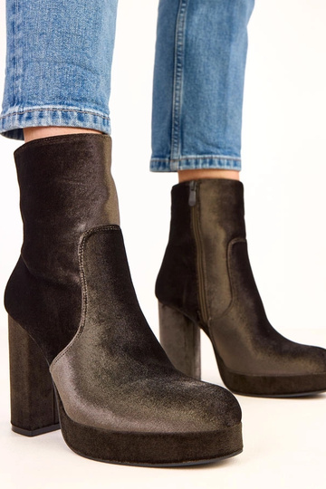 Bottines vertes brillantes à talon Asanda