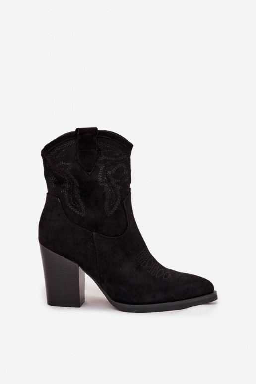 bottes style coÀboy Féminin avec des talons en daim écologiqueoÀe couleur noire Carissa bottes style coÀboy Féminin avec des talons en daim écologiqueoÀe couleur noire Carissa