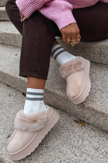 Bottes de neige Féminin avec une plateforme avec un manteau de fourrure I Haftem beige Querina