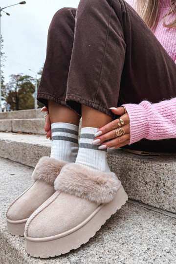 Bottes de neige Féminin avec une plateforme avec un manteau de fourrure I Haftem beige Querina 2