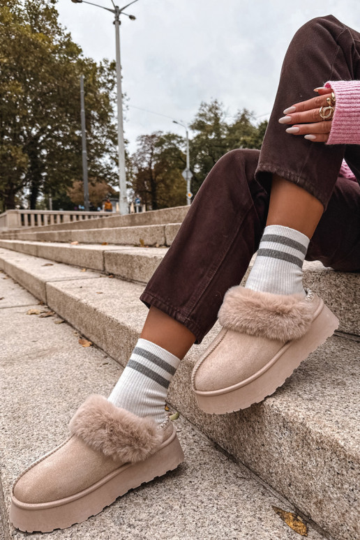 Bottes de neige Féminin avec une plateforme avec un manteau de fourrure I Haftem beige Querina Bottes de neige Féminin avec une plateforme avec un manteau de fourrure I Haftem beige Querina