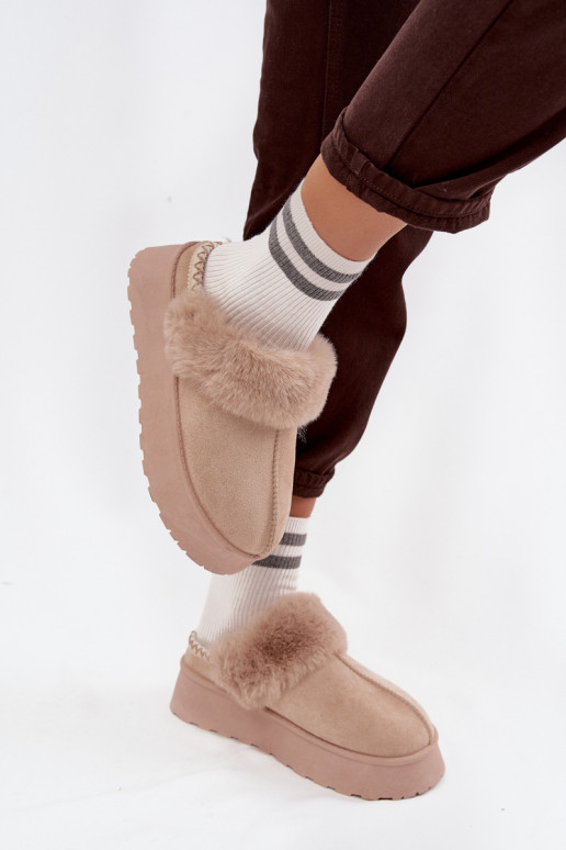 Bottes de neige Féminin avec une plateforme avec un manteau de fourrure I Haftem beige Querina Bottes de neige Féminin avec une plateforme avec un manteau de fourrure I Haftem beige Querina