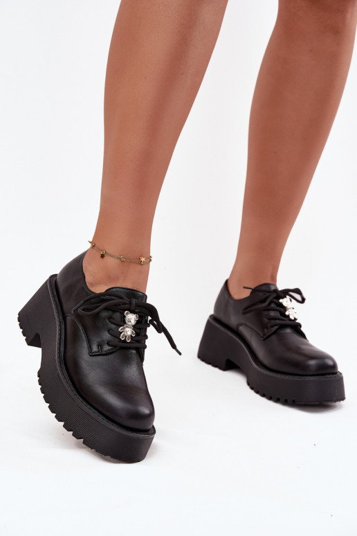 chaussures FémininPrzypinką Eko Peau couleur noire Laurea chaussures FémininPrzypinką Eko Peau couleur noire Laurea