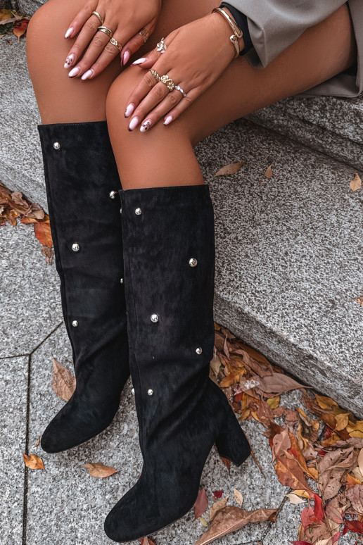 Bottes chaudes avec des talons Avec des décorationsi Detalami couleur noire Lucinda Bottes chaudes avec des talons Avec des décorationsi Detalami couleur noire Lucinda