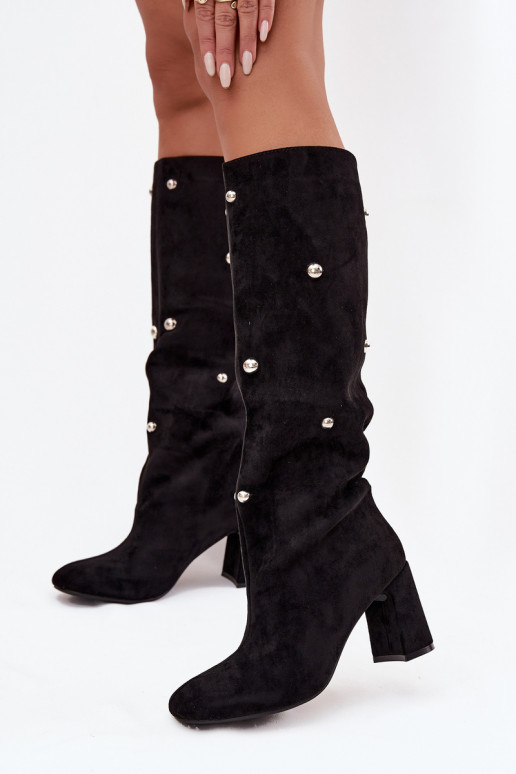 Bottes chaudes avec des talons Avec des décorationsi Detalami couleur noire Lucinda Bottes chaudes avec des talons Avec des décorationsi Detalami couleur noire Lucinda
