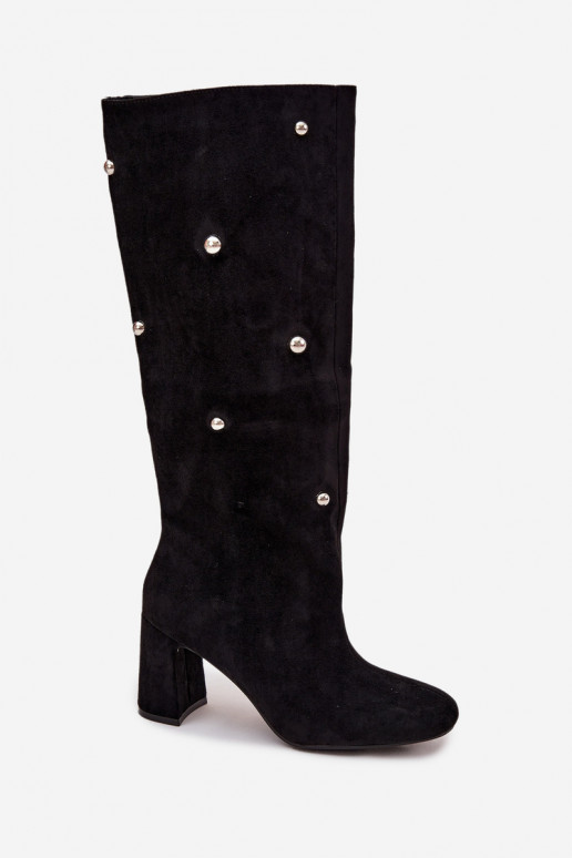 Bottes chaudes avec des talons Avec des décorationsi Detalami couleur noire Lucinda Bottes chaudes avec des talons Avec des décorationsi Detalami couleur noire Lucinda