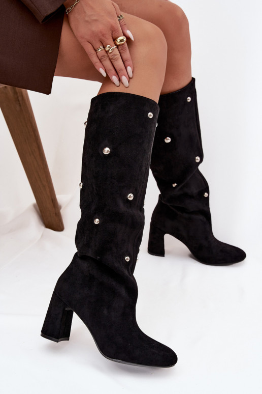Bottes chaudes avec des talons Avec des décorationsi Detalami couleur noire Lucinda Bottes chaudes avec des talons Avec des décorationsi Detalami couleur noire Lucinda
