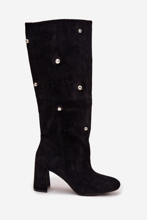 Bottes chaudes avec des talons Avec des décorationsi Detalami couleur noire Lucinda Bottes chaudes avec des talons Avec des décorationsi Detalami couleur noire Lucinda