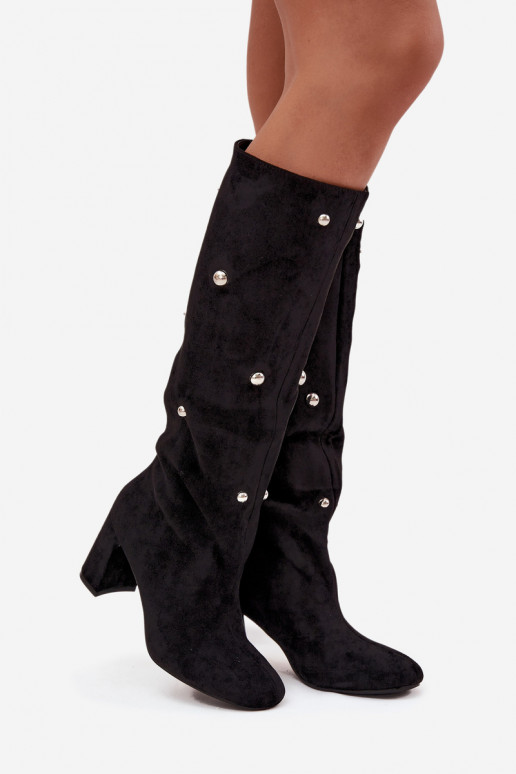 Bottes chaudes avec des talons Avec des décorationsi Detalami couleur noire Lucinda Bottes chaudes avec des talons Avec des décorationsi Detalami couleur noire Lucinda