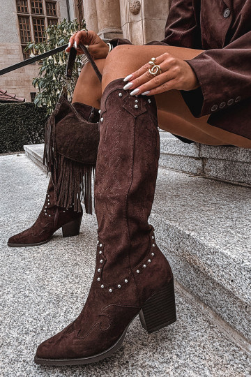 Féminin bottes style coÀ-boy Avec décoration avec des talons CzekoladoÀe Darella