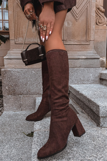 bottes pour femmes avec des talonsen daim écologiqueu CzekoladoÀe Yelisse 2