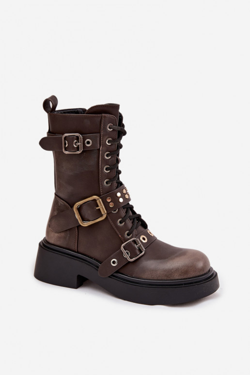 réchauffer Bottines de travail Féminin avec boucles marron Il fautrisse réchauffer Bottines de travail Féminin avec boucles marron Il fautrisse