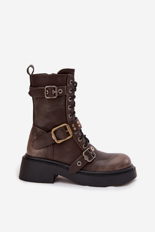 réchauffer Bottines de travail Féminin avec boucles marron Il fautrisse réchauffer Bottines de travail Féminin avec boucles marron Il fautrisse